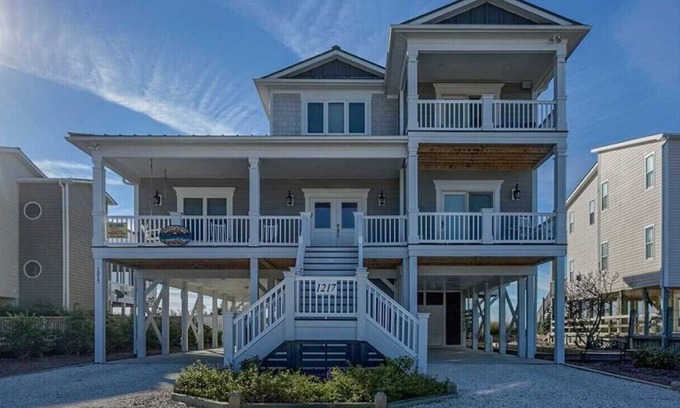 Holden Beach House | Exquisite Oceanfront Oasis with Pool and Spa Amenities