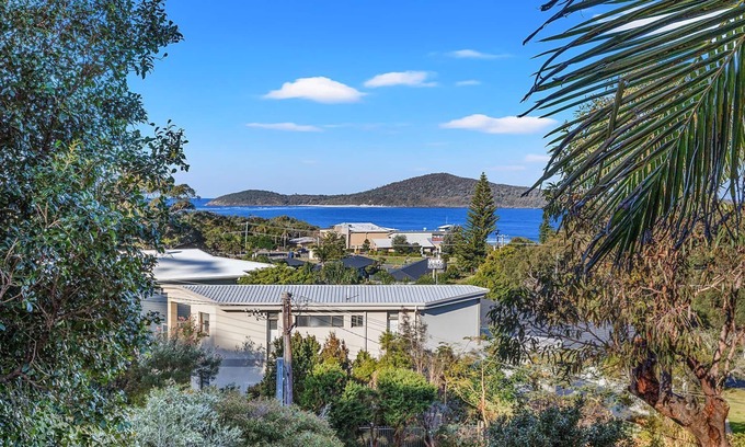 Fingal Bay House | Island View: Family Home with Pool & Scenic Ocean Views