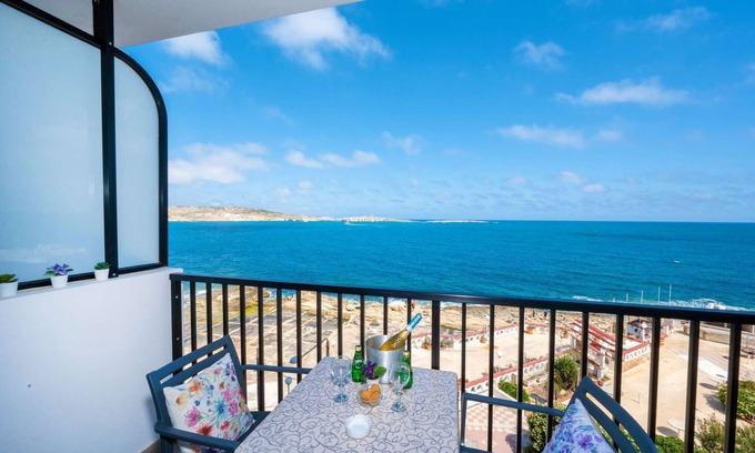 Qawra Apartment | Seafront 1 Bedroom Apartment with Breathtaking Sea Views