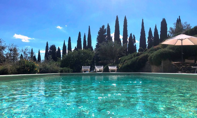 San Giustino Valdarno Villa | Elegant Tower with Breathtaking Views and Inviting Pool