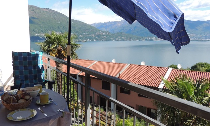 Pino Lago Maggiore Apartment | Elegant 2-Room Apartment with Balcony & Lake View
