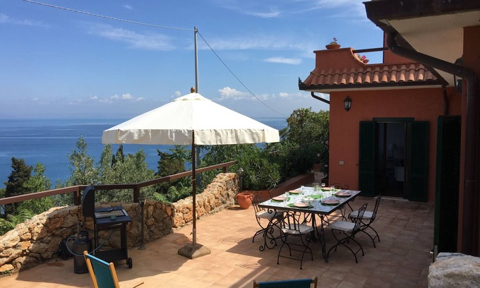 Porto Santo Stefano Villa | Blue House: Semi-Detached Villa with Oceanfront Views