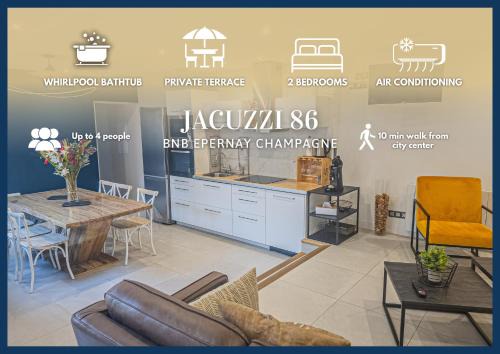 Epernay Apartment | Relaxing Stay at Jacuzzi Terrasse 86 with Hot Tub & AC