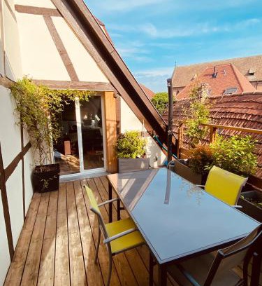 Haguenau Apartment | Cozy 2-Room Getaway with Terrace and City Views