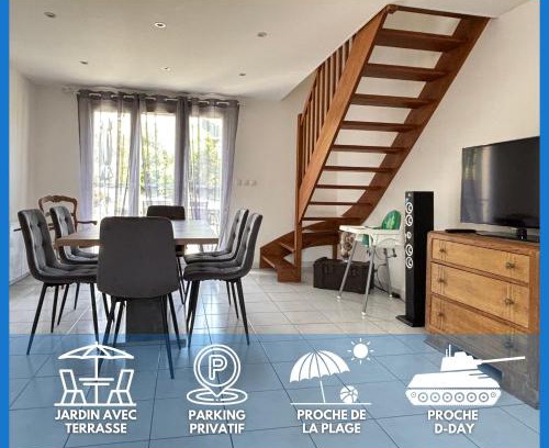 Port-en-Bessin-Huppain House | Jolie Colombe, maison 3 ch 2 sdb beau jardin terrasse aménagée à 15 mn à pied de la mer et centre Port en Bessin proche Omaha Beach et Bayeux