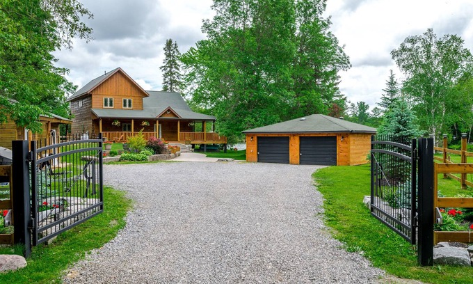 Trent Lakes Cottage | Waterfront Log Home with Sauna & Snowmobile Trails Awaits