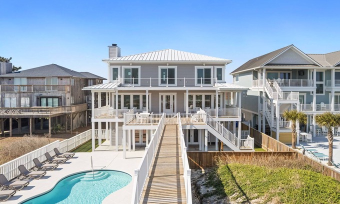 Ocean Isle Beach House | Top-Rated Kinlaw's Quarters with Ocean View & Private Pool