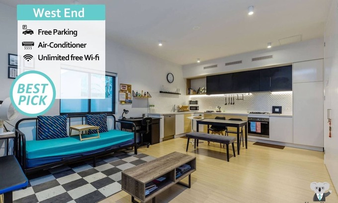West End Apartment | KOZYGURU West End: Cozy 1 Bed Apt with Free Parking