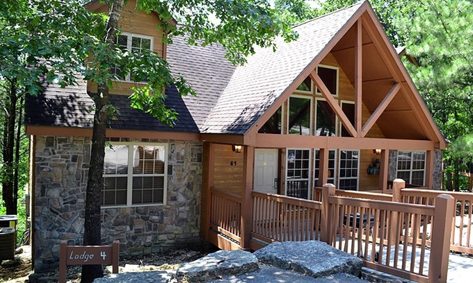 Branson West Cabin | Inviting Roark Creek Cabin with Pool and Lake Views