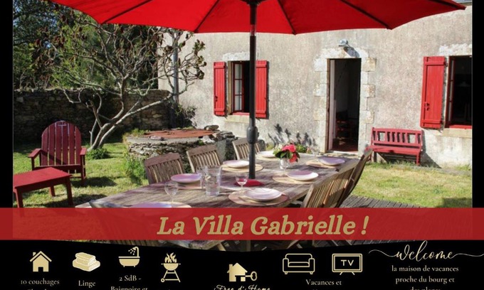 Saint-Gildas-de-Rhuys Villa | Cozy Stay at LA VILLA GABRIELLE - Between Town & Beach