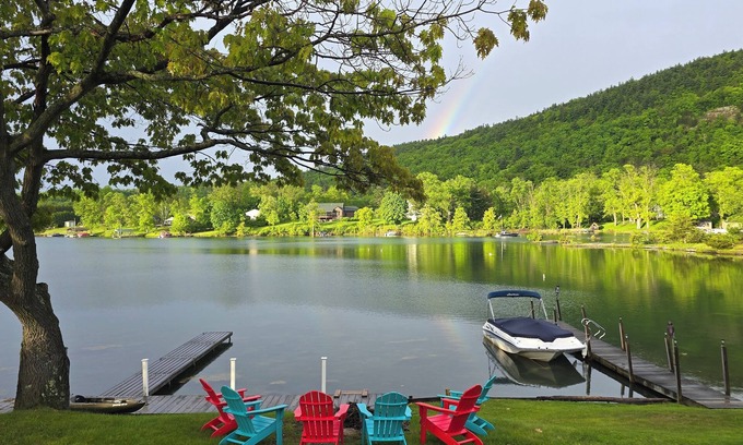 Ticonderoga House | Unforgettable Family Retreat with Boat Dock & Pool Access