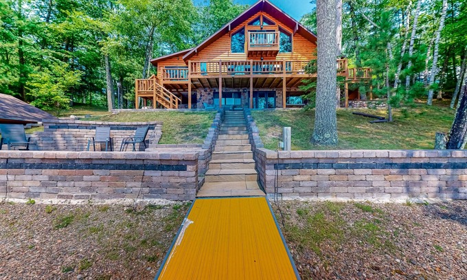 Lac du Flambeau House | Lake House on Little Crawling Stone Lake w/patio, docks, grill, firepit, & WIFI