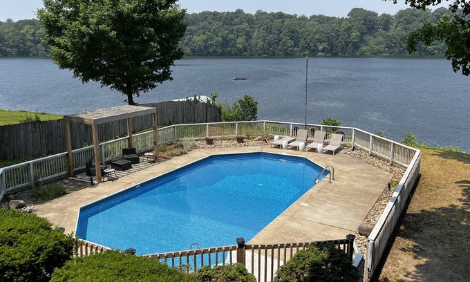 Berrien Springs House | Unforgettable Lake House Retreat with Pool & Ocean Views
