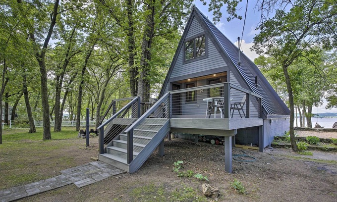 Stockholm Cottage | Relaxing Lake Pepin Cottage with Private Beach & Decks