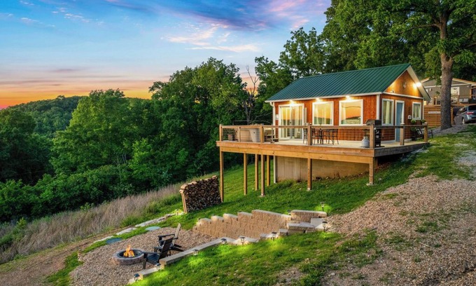 Omaha House | Lake Views! Private Hot tub and Fire Pit! Lux Couple's Retreat