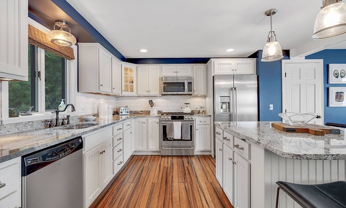 Bridgton Cottage | Modern Lakefront Retreat for Families with Hot Tub & Spa