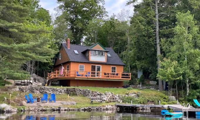 Orrington Cabin | Lakefront Cottage with Private Dock Near Acadia National Park