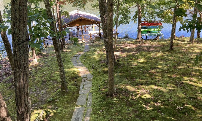 Jamestown Cabin | Pet-Friendly Lakefront Retreat with Hot Tub & Private Dock