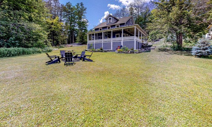 Fair Haven House | Lakefront home with huge yard, firepit, grill & wraparound porch - near hiking