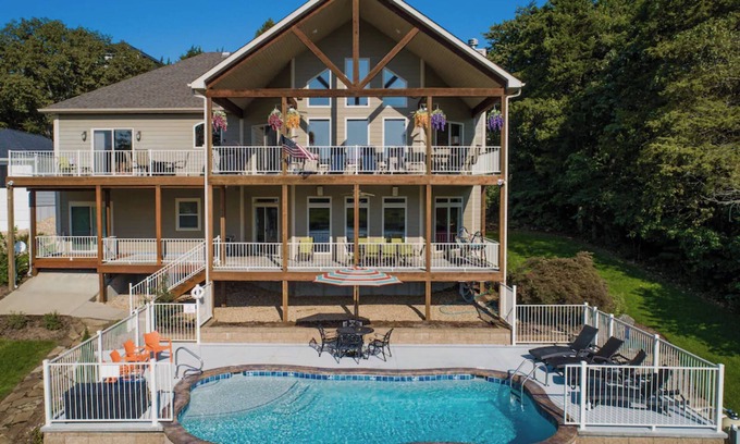 Camdenton House | Scenic Lakefront House with Pool, Hot Tub & Golf Course Views
