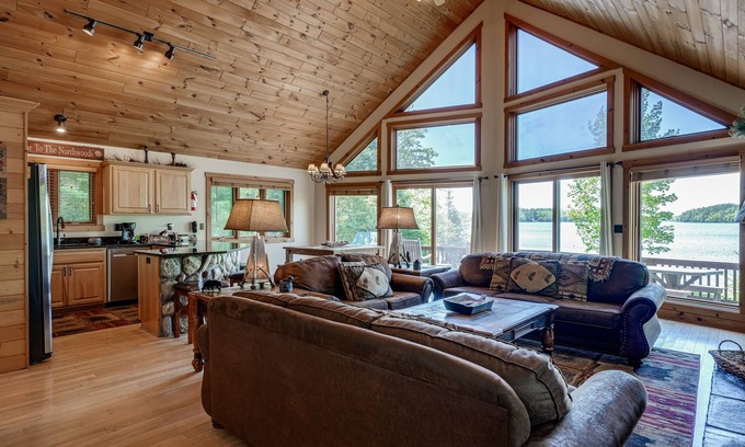 Eagle River House | Secluded Lakefront Lodge with Private Dock & Sunset Views
