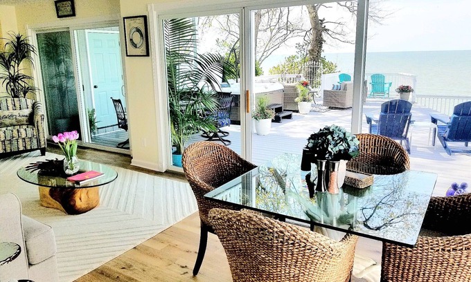Mentor-on-the-Lake House | Lakefront Oasis Retreat: Pet-Friendly with Hot Tub & Ocean View