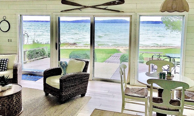 Beulah House | Lakefront Retreat on Big Platte Lake with Pool & Breakfast