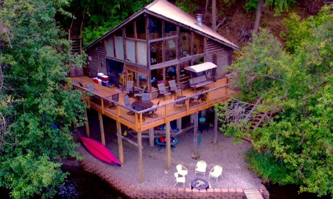 Coeur d'Alene Cabin | Cozy Lakefront Log Cabin with Pool & Stunning Views