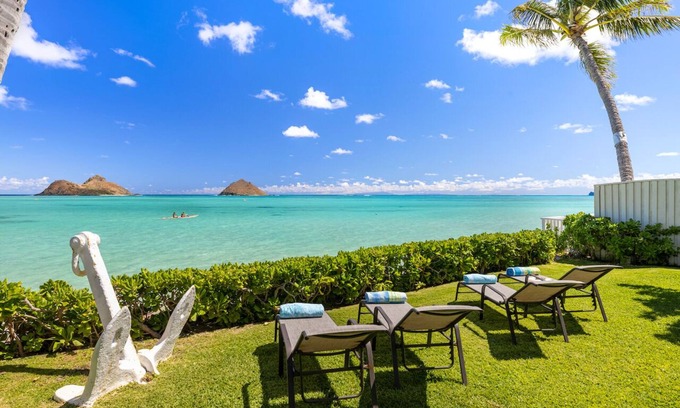 Lanikai House | Oceanfront Retreat with Mokulua Views and Relaxing Spa