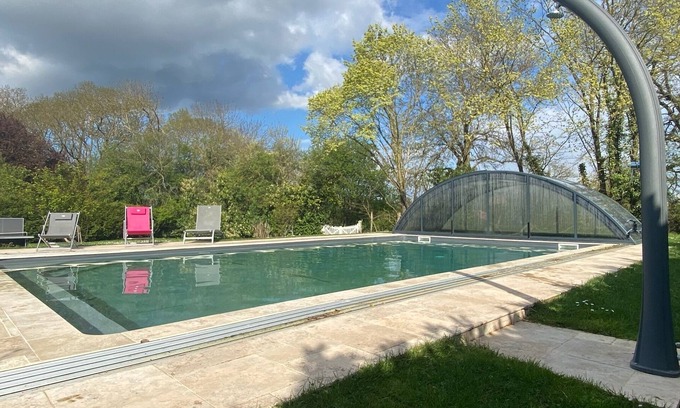 Saint-Barthelemy-d'Anjou Villa | Inviting Estate with Heated Pool Near Angers