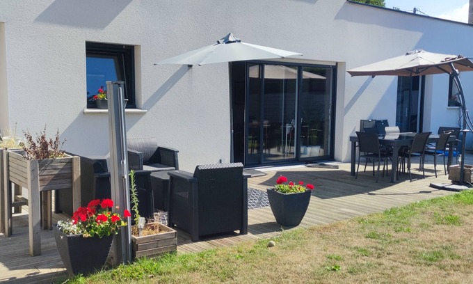 Trebeurden Villa | Beautiful Garden Flat Steps from the Beach with Ocean Views