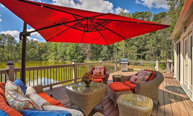 Lawrenceville House | Idyllic Lawrenceville Retreat with Deck by Private Lake