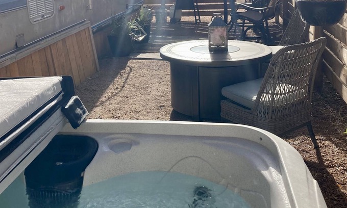 Cascade-Chipita Park House | LD5 Vintage Airstream Camper with Private Patio and Hot Tub!