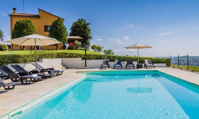 Corinaldo Villa | Tranquil Leondina Country House with Pool & Panoramic Views