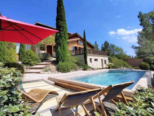 Portel-des-Corbieres Villa | Les cigales magnifique maison en bois avec piscine