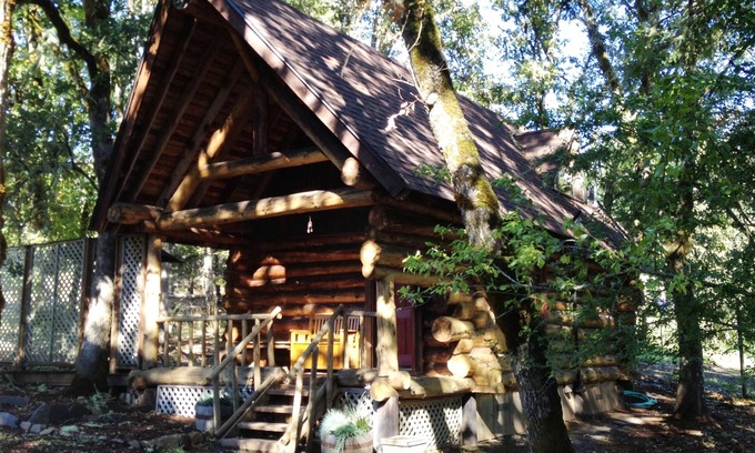 Eugene Cabin | Cozy Log Cabin Retreat with Pool & Spa Amenities