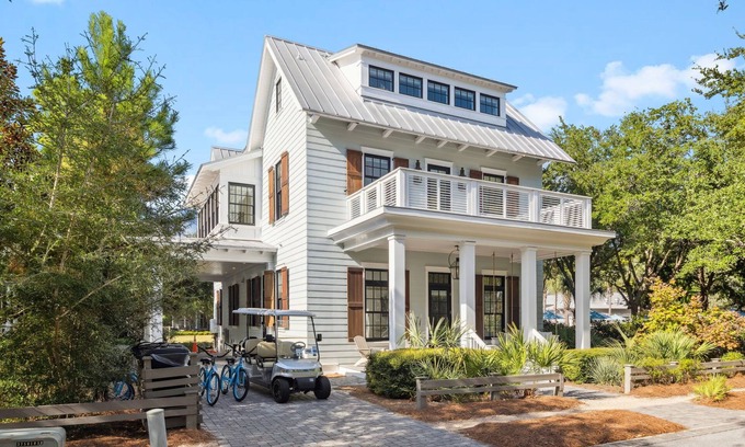 Watercolor House | Elegant 5BR Home with Ocean View, Pool & Golf Cart Access