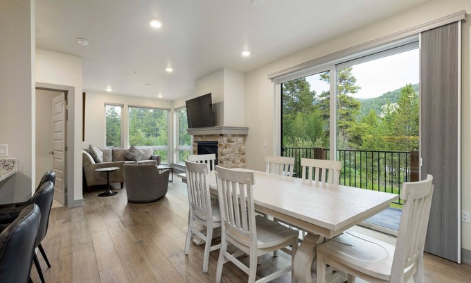 Lakeside Village Condo | Elevated Retreat: Private Balcony, Mountain Views & Spa