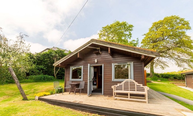 Brazzacott House | Relax at Bramley Hot Tub Lodge with Ocean Views & Spa
