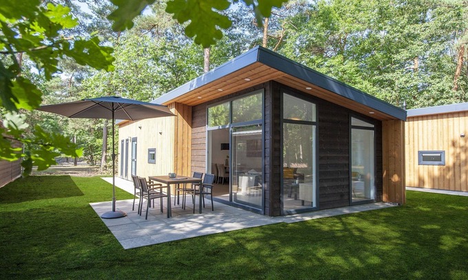 Municipality of Geldrop-Mierlo Ski Chalet | Lodge in Bospark with Sauna & Garden