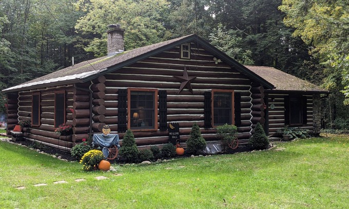 Salem Cabin | Idyllic Log Cabin Retreat with Pool and Spa Amenities