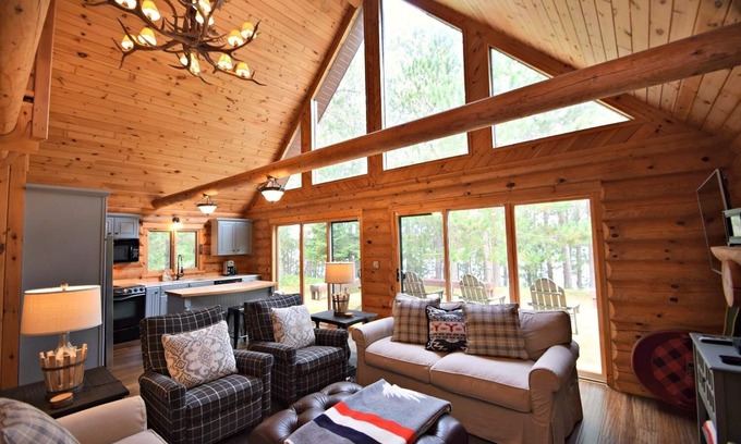 Webb Lake House | Relax at Little Bear's Scenic Log Cabin by Spring Fed Lake