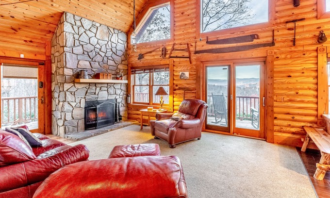 Sylva House | Cozy Log Cabin with Mountain Views & Movie Room