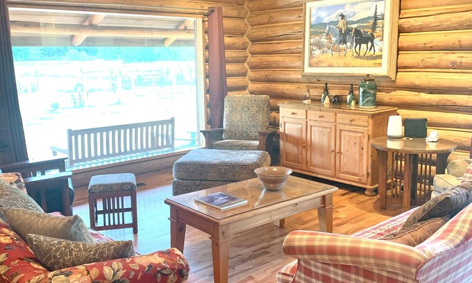 Curtis House | Idyllic Log Home with Ocean View on Expansive 9 Acres