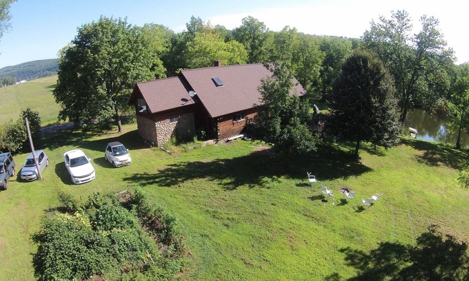 Tunkhannock House | Family Getaway: Log House by the Water with Pool & Fishing