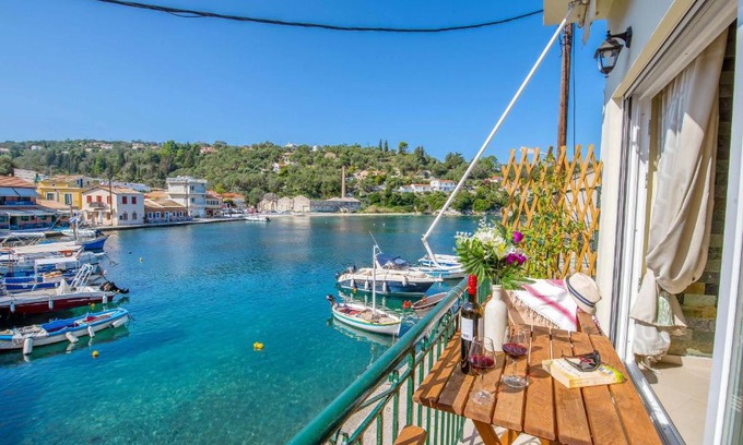 Longos Apartment | Elegant Loggos Panoramic Views Electra for Families