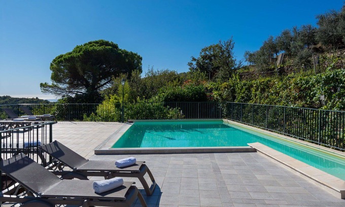 Valloria Apartment | Cozy Apartment for 4 with Hot Tub, Pool & Ocean View