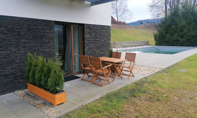 Rokytnice nad Jizerou Apartment | Cozy Apartment for 3 with Pool, WIFI, and Terrace Access
