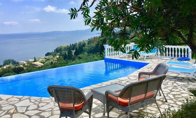 Perama Villa | Idyllic Villa with Infinity Pool & Sea Views near Benitses