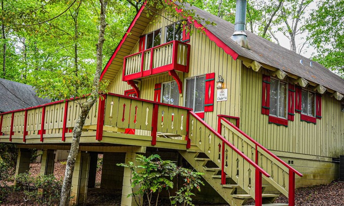 Pine Mountain Ski Chalet | Tranquil Chalet Retreat with Pool and Scenic Wooded Views